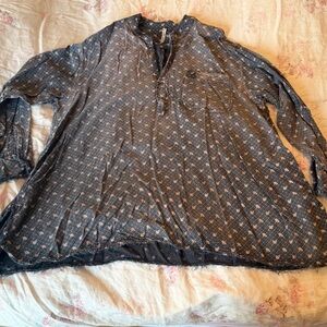 Magnolia Pearl Vintage Cotton Blouse - OS - Gray with Pink - Like New